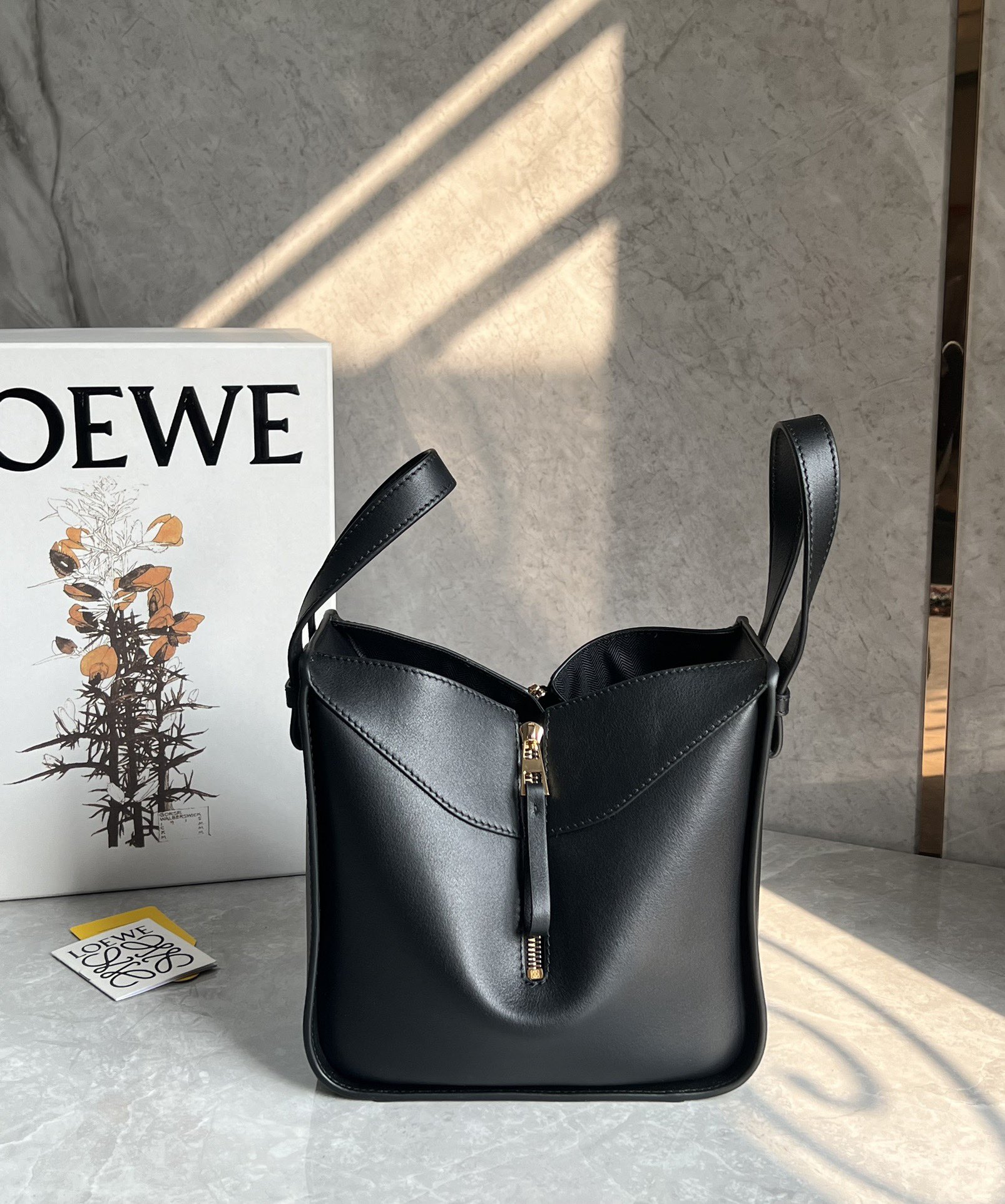 Loewe Compact Hammock Bag in Classic Calfskin Black